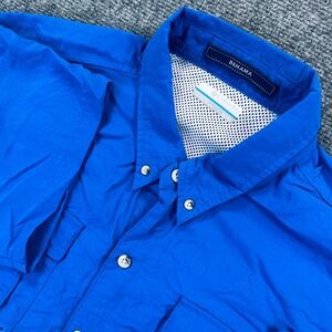 Columbia PFG Bahama II Mens XL Blue Vented Fishing Shirt Hiking Outdoors Camping